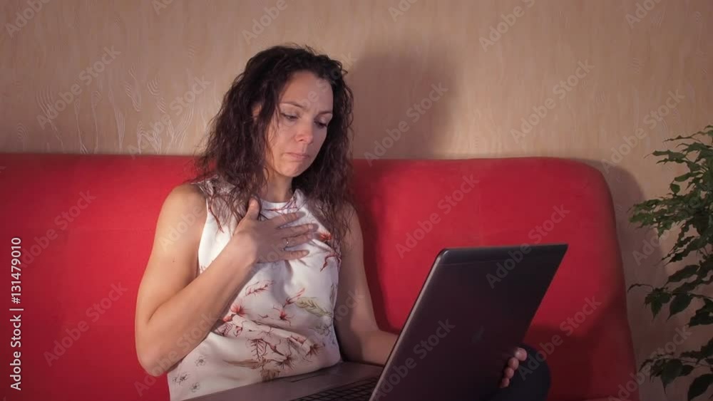 Emotions of a girl with a laptop. Emotions of a girl with a laptop.