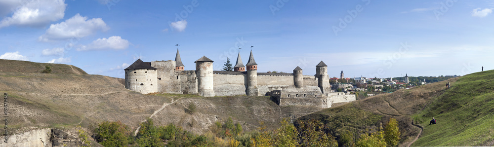 Panorama of an old castle in Kamenetz Podolsky, Ukraine, Europe.