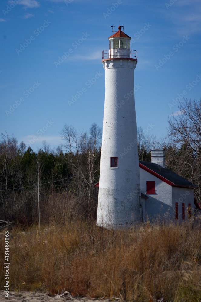 Lighthouse on Michigan's lake Huron shore line.