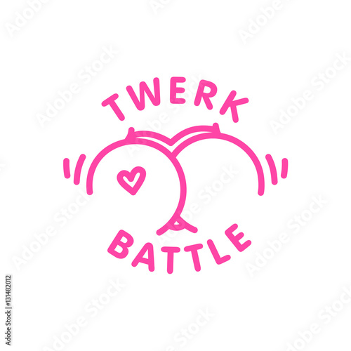 Twerk battle logo template isolated vector cartoon style shaking dance
