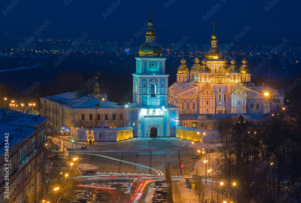 Illuminated Saint Michael's Square _  Kiev