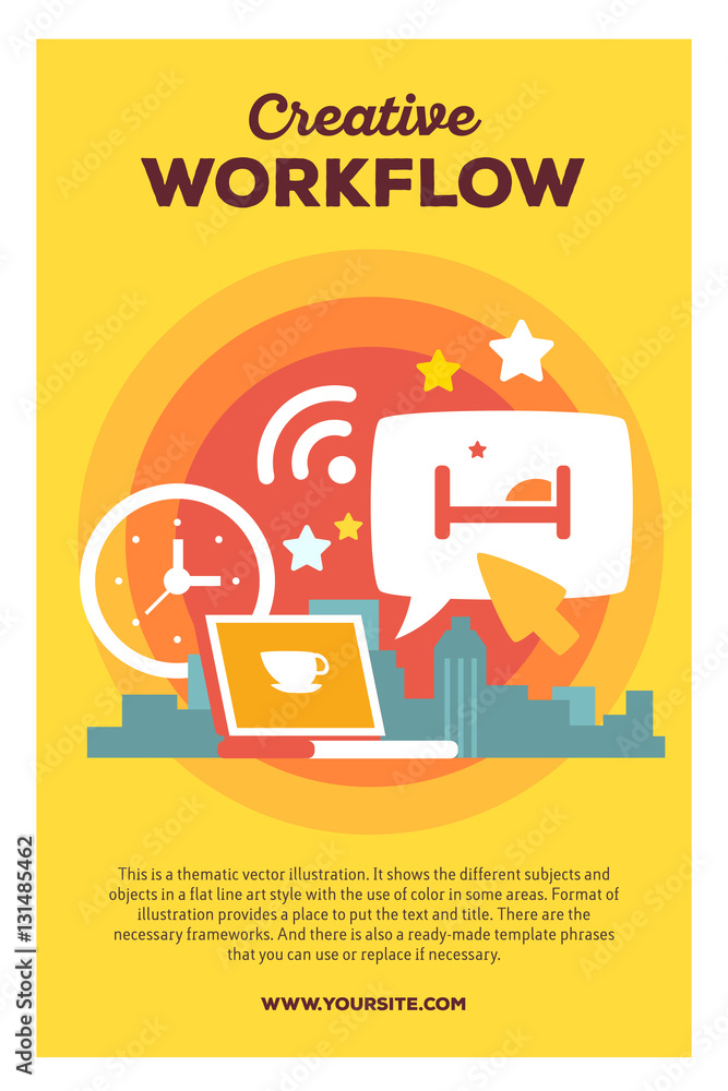 Fototapeta premium Vector creative colorful illustration of laptop with speech bubb