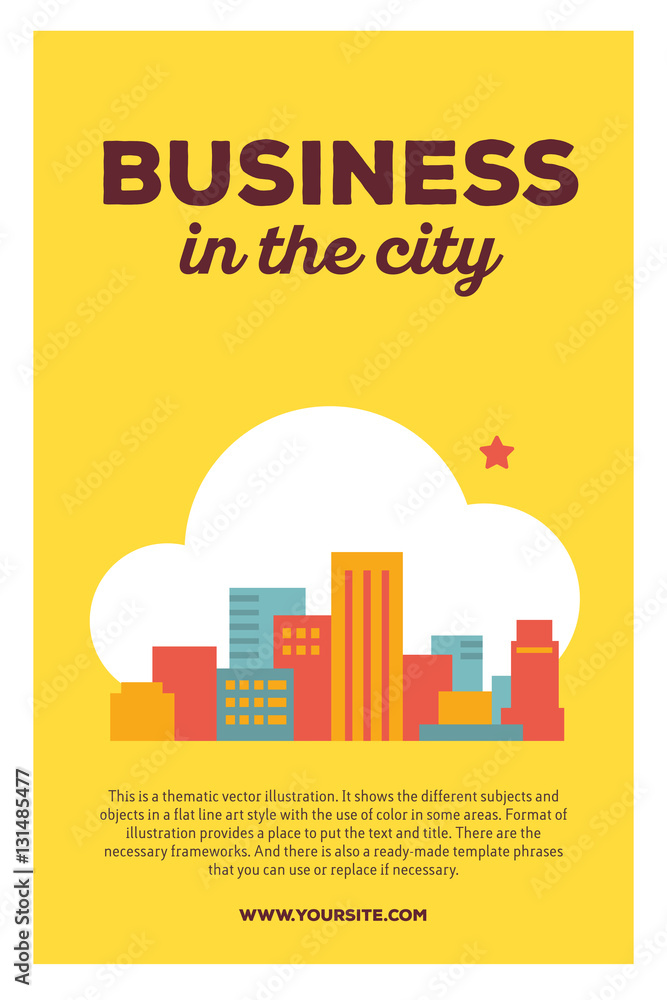 Vector creative colorful illustration of modern city in the clou