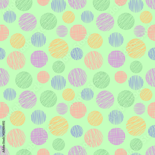 Seamless vector geometrical pattern with circle Green pastel endless background with hand drawn textured geometric figures Graphic illustration Template for wrapping, web backgrounds, wallpaper