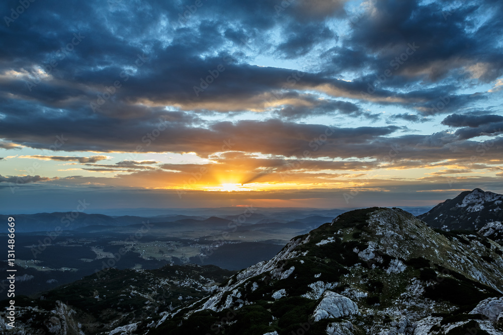 Sunset in the Montenegro mountains