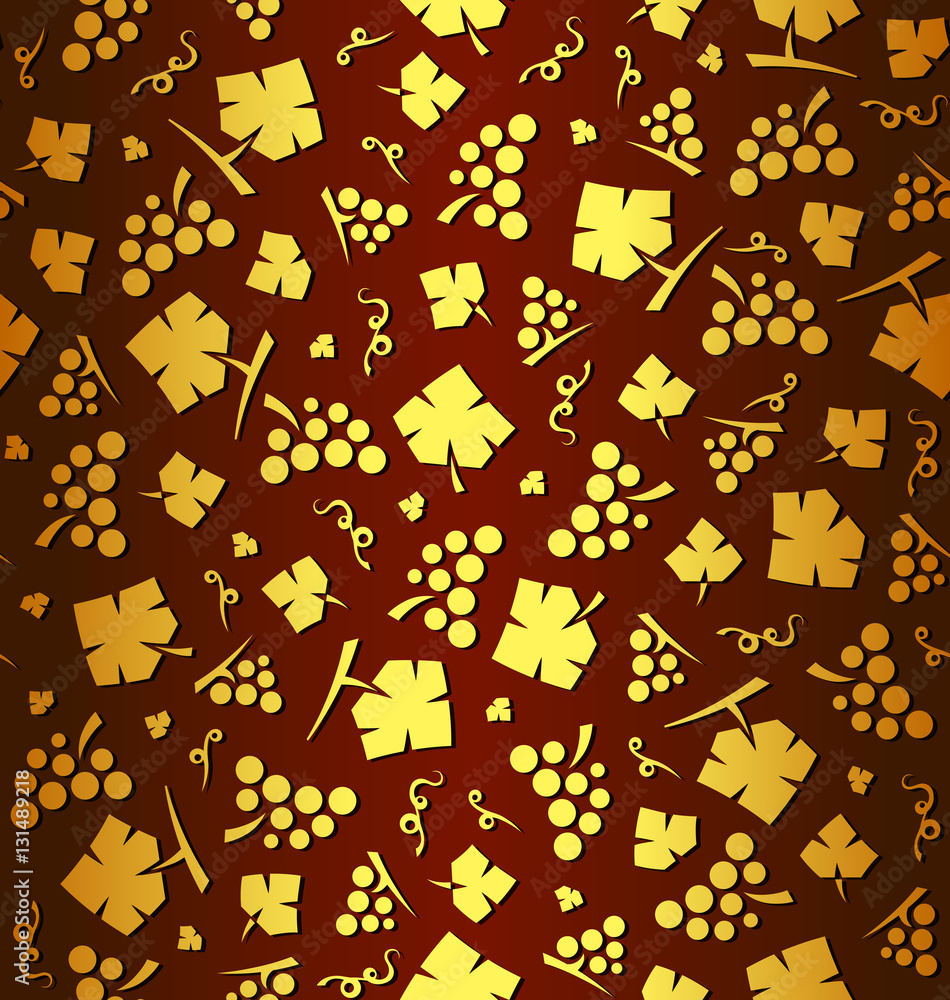 Decorative vector seamless pattern with bunches of grapes and grape leaves Decorative vector seamless pattern with bunches of grapes and grape leaves
