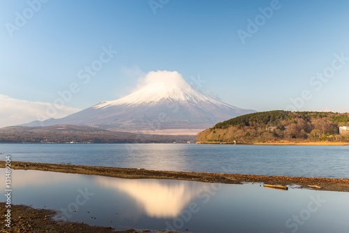 Mt.Fuji and Lake Yamanakako. Shot in the early morning.The shooting location is Lake Yamanakako, Yamanashi prefecture Japan.
