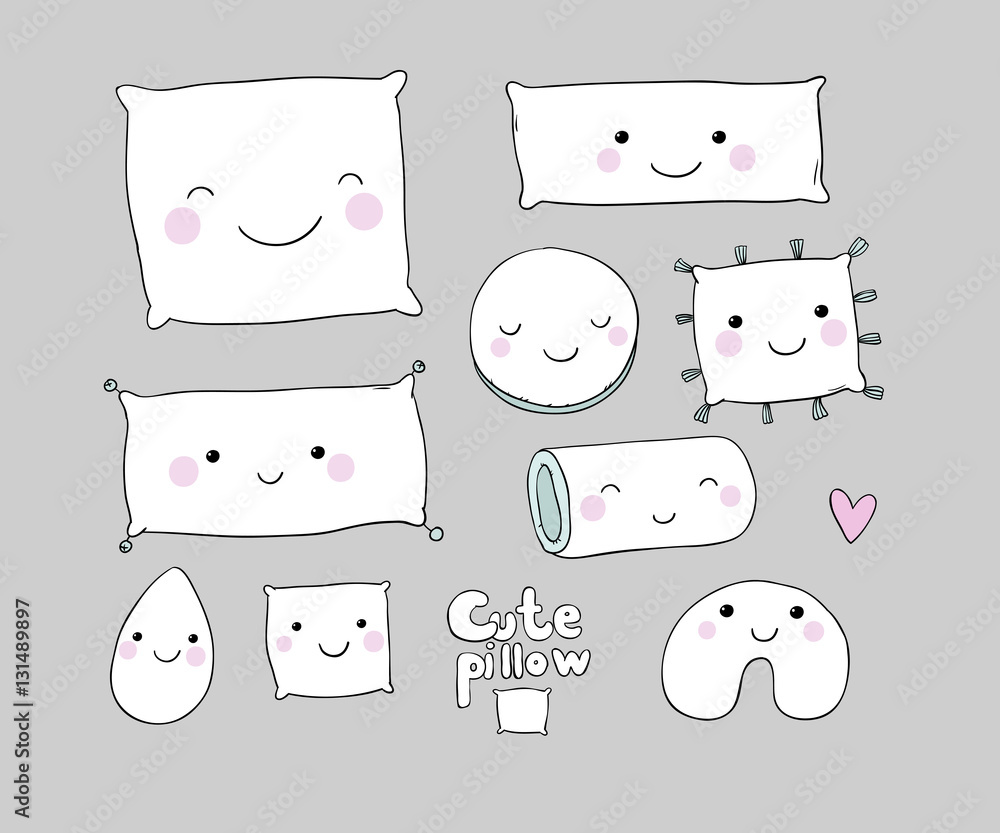 Set of cute cartoon pillows. Interior decorations. Set of cute cartoon pillows. Interior decorations.