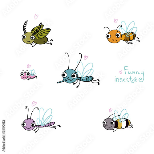 Funny insect cartoon set. © Natasha_Chetkova