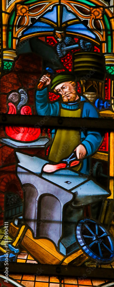Stained Glass - Blacksmith at work