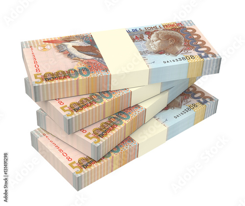 St. Thomas Dobras bills stack isolated on white background. 3D illustration. photo