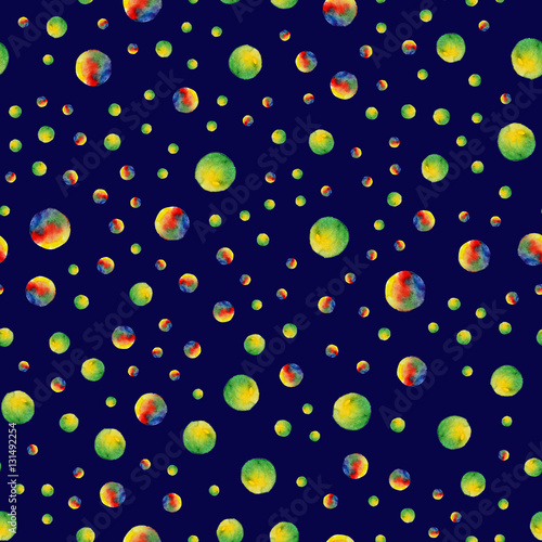 Wallpaper Mural Seamless pattern. Watercolor abstract background. round brushstrokes. On blue . Colorful and endless rainbow. Yellow green bubble gum Torontodigital.ca