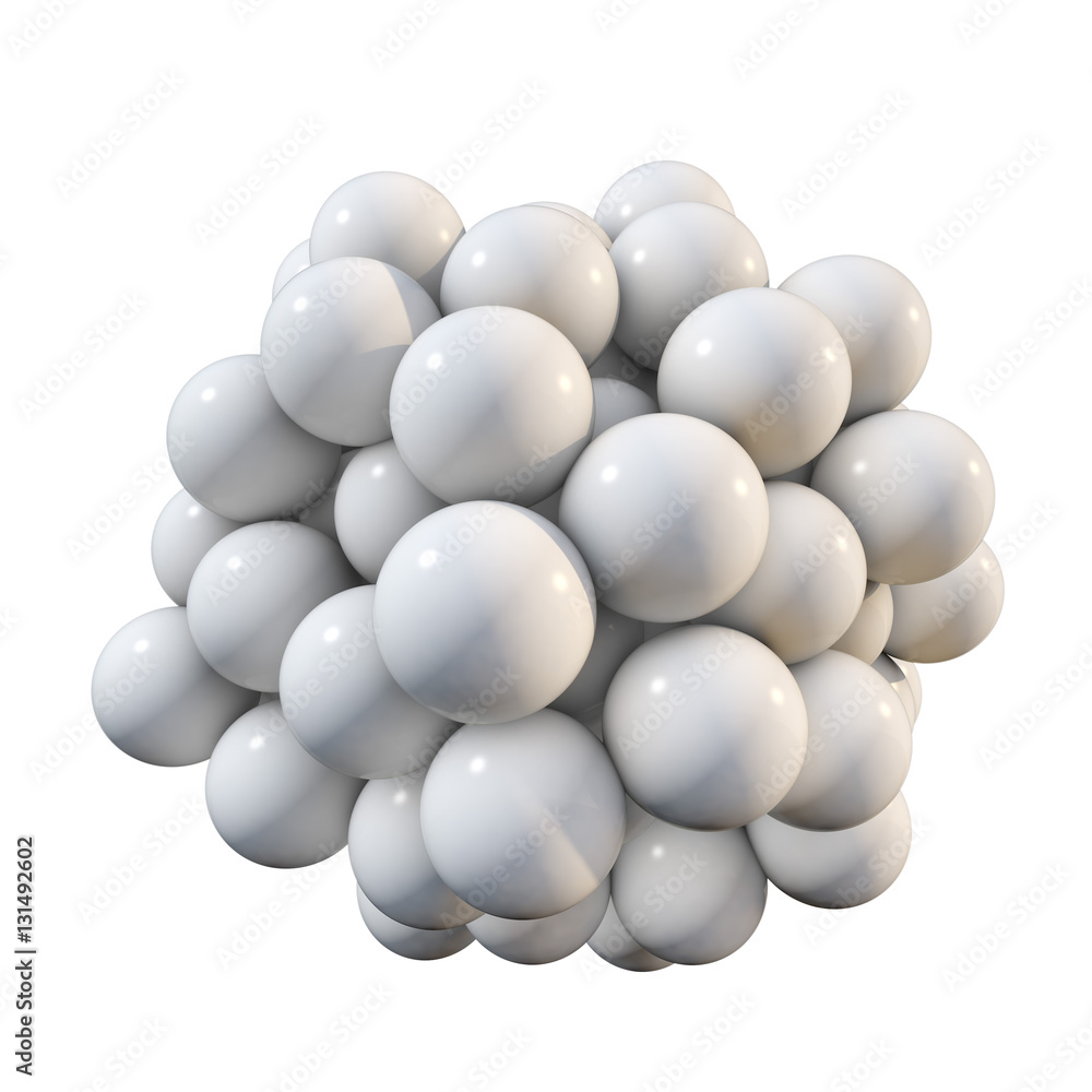 Ball of white spheres abstract 3D render. Ball of white spheres abstract 3D render.