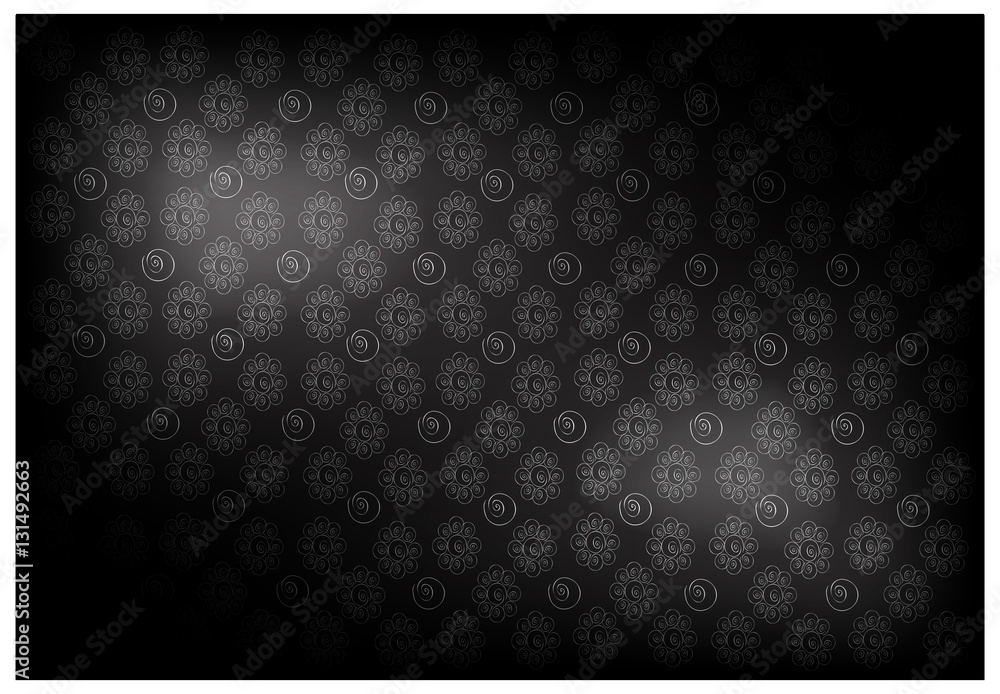 Black Vintage Wallpaper with Flower Pattern Background Stock Vector