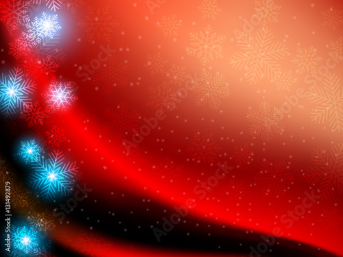 Christmas background with Shining snowflakes , vector illustration.Red background
