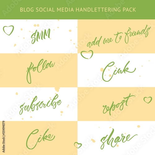 Hand drawn lettering social media lettering. Modern lettering and illustration. Vector design for blogging	