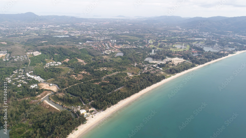 Aerial view of Layan beach in Phuket, Thailand