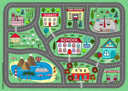 Road play mat for children activity and entertainment
