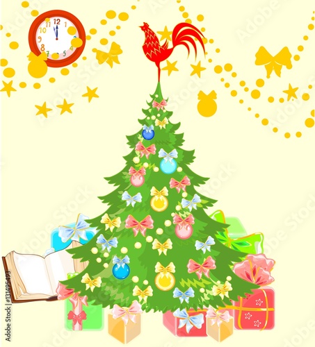 Christmas card with Christmas tree