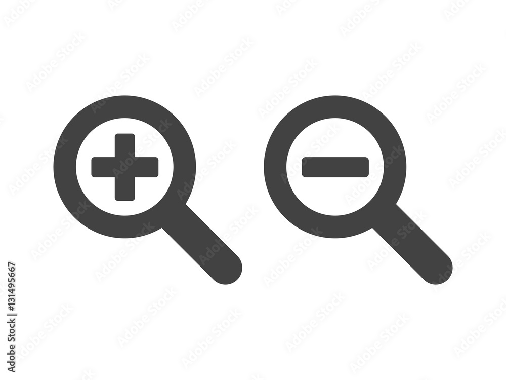 Zoom in and out magnifying glass icon vector Zoom in and out magnifying glass icon vector