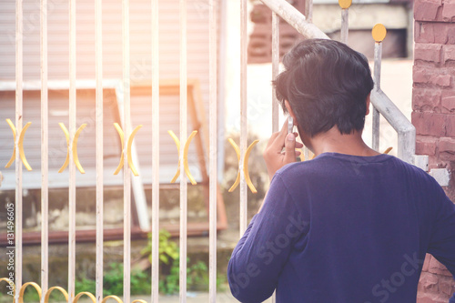 young man talking phone