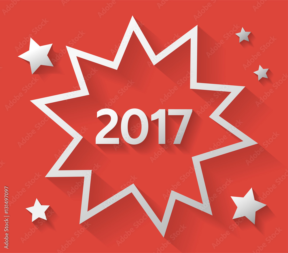 Typographic of happy new year 2017 on red background with long s Typographic of happy new year 2017 on red background with long s