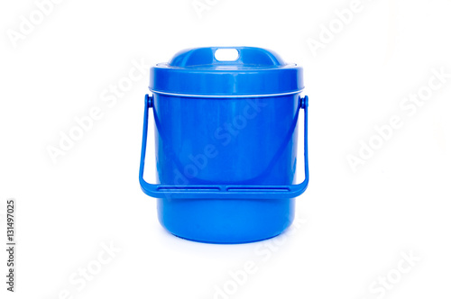 Blue water cooler on white background