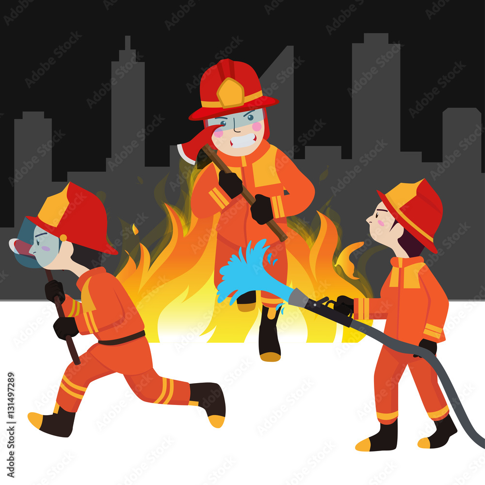 Fototapeta premium Fireman collection vector illustration