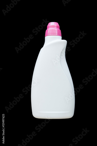 White plastic bottle on black isolate background