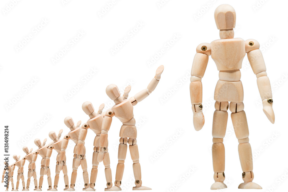 Leader wooden man business concept, leader & success Leader wooden man business concept, leader & success