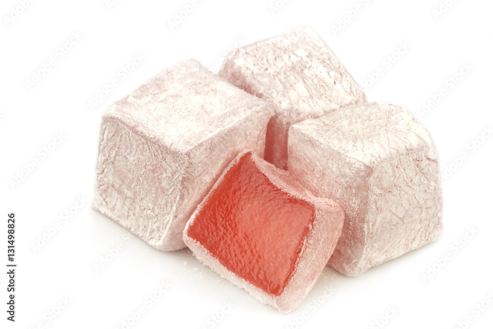 Fototapeta premium Traditional Turkish delight isolated on white background