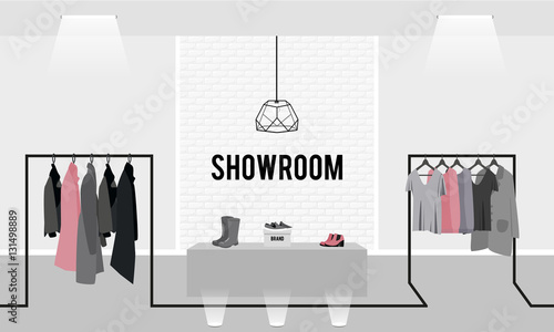 Vector illustration with showroom