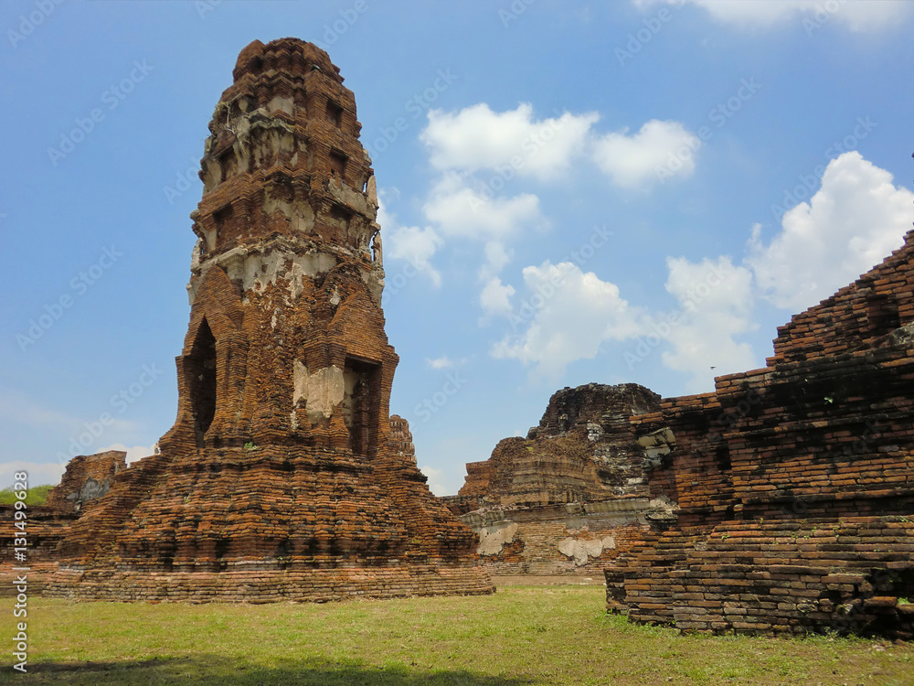 Ancient Buddhist temple ruins Wat Chai Wattanaram at Ayuthaya, Thailand