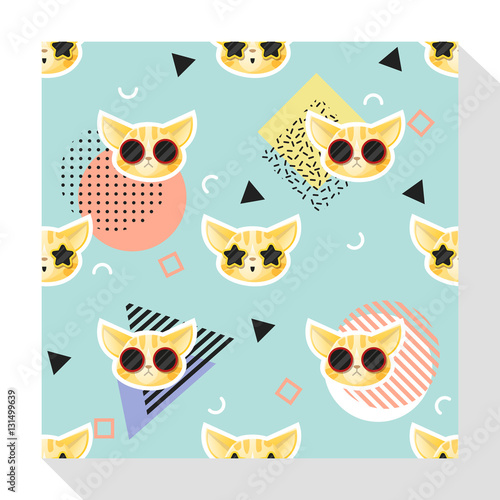 Animal seamless pattern collection with cat , vector , illustration