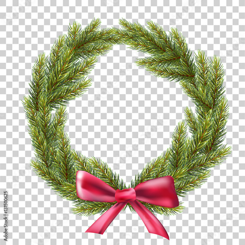 wreath of fir branches with bow. vector