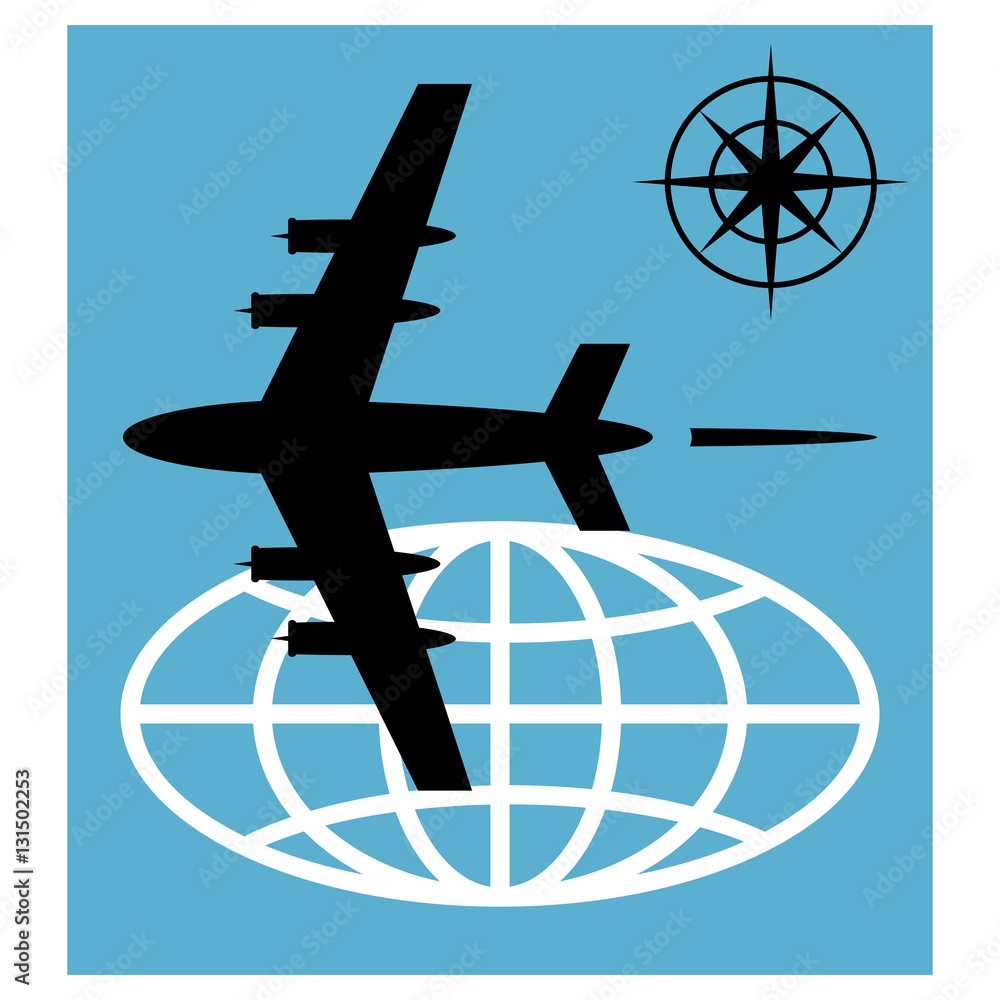 Airplane - Tourism and Globe black Airplane - Tourism and Globe black