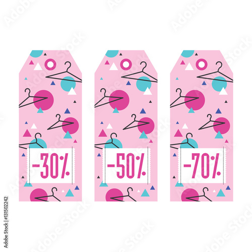 Set of sale tags. Different values discount. Vector
