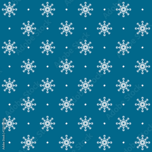 Snowflake pattern with snow spots. Seamless vector winter backgr