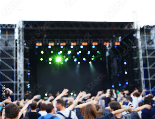 Blurred background of crowd at open air concert
