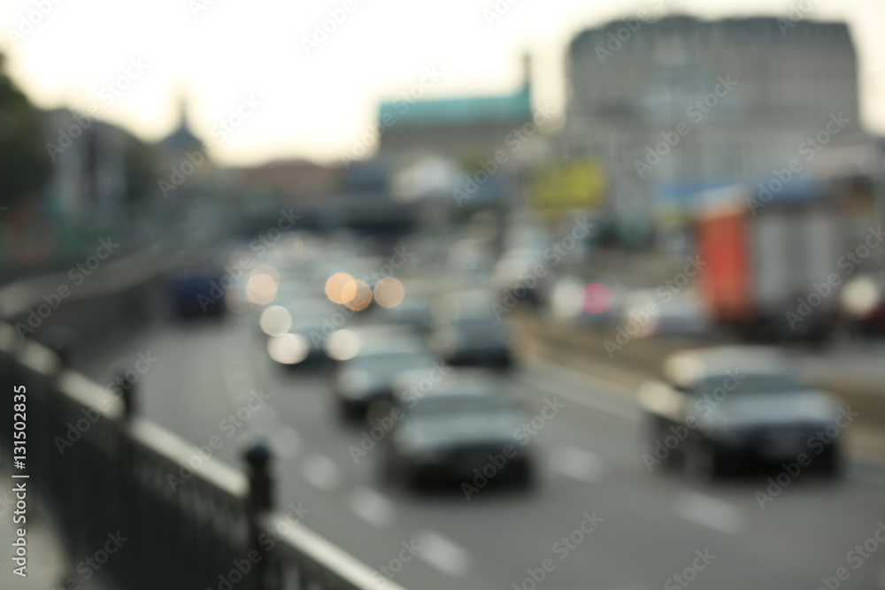 Blurred view of road with cars Blurred view of road with cars