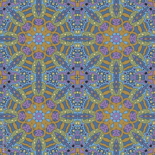 Mandala. Zentangl seamless ornament. Relax  meditation. blue and purple