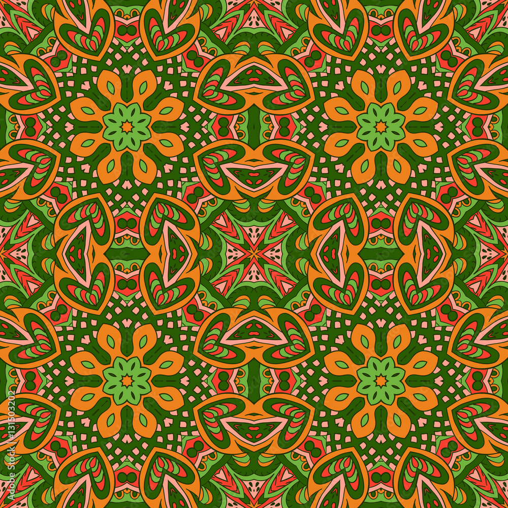 Mandala Eastern pattern. Zentangl seamless ornament. Orange tones Mandala Eastern pattern. Zentangl seamless ornament. Orange tones