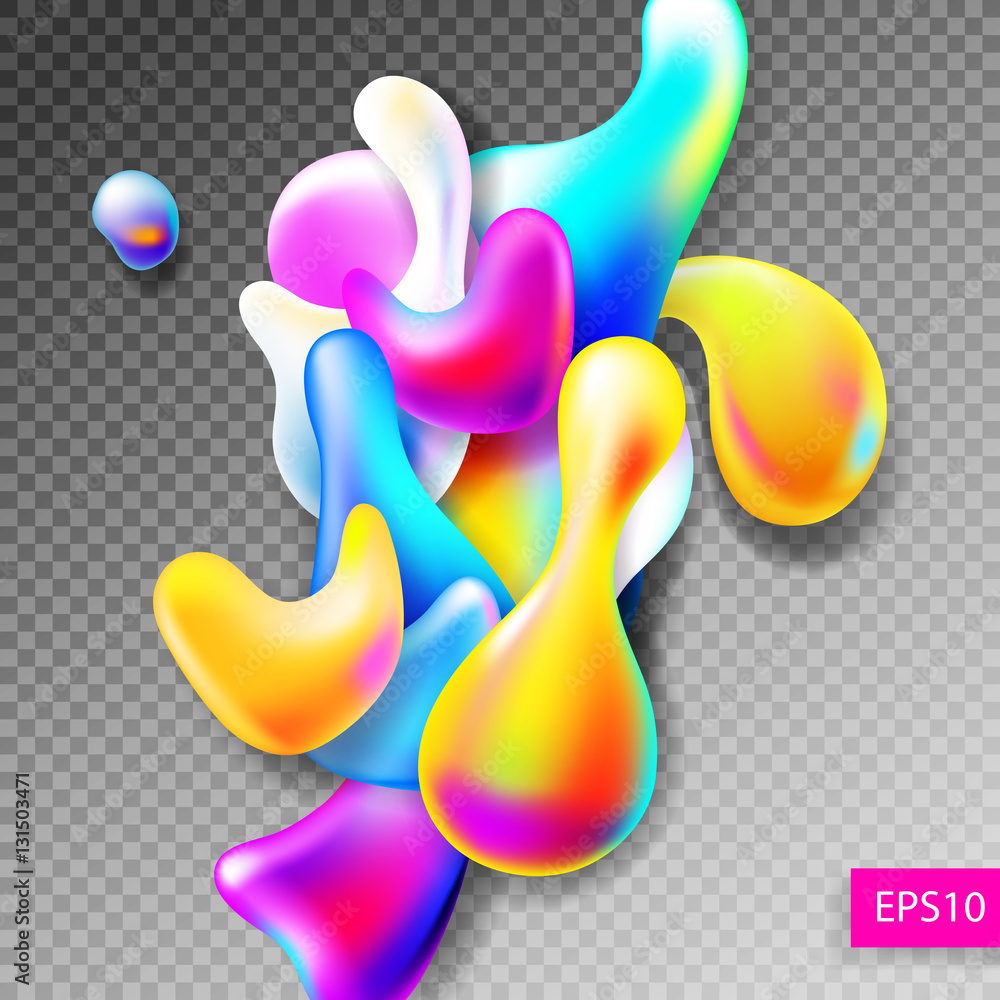 abstract bright colorful plasma drops shapes pattern isolated on