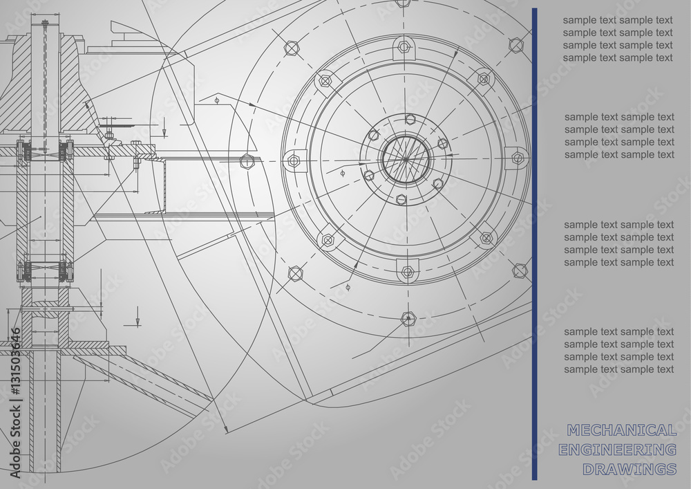 Mechanical engineering drawings. Vector Corporate Identity. Gray
