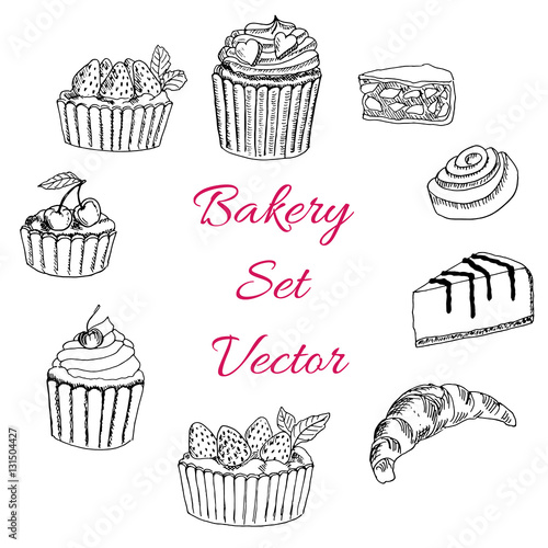 Bakery set hand drawn