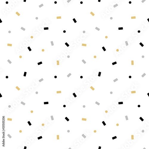 cute black silver gold confetti seamless vector pattern background illustration

