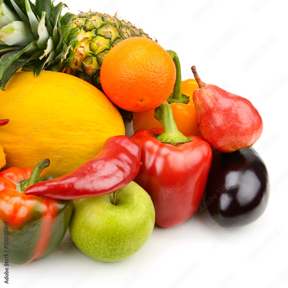 fruits and vegetables isolated on white background fruits and vegetables isolated on white background