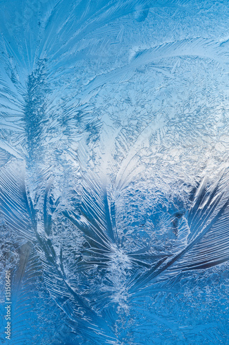 Frozen ice pattern on glass