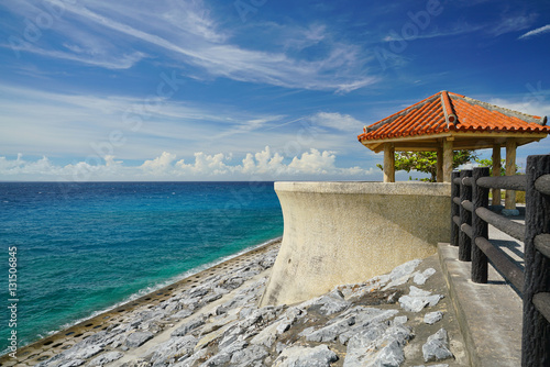 Sightseeing view point of sea and beautiful sky on Okinawa island, Japan