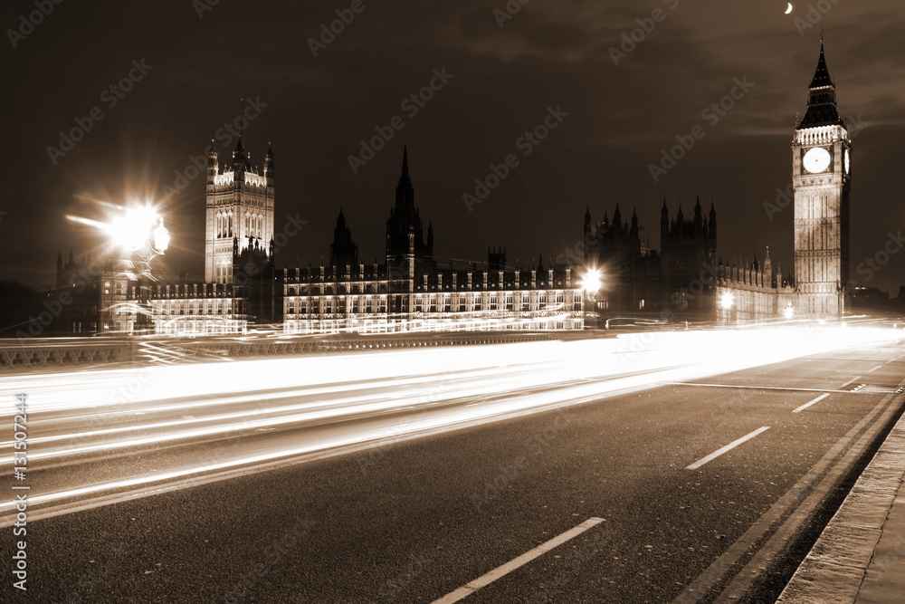 Famous and Beautiful night view to Big Ben and Houses of Parliam